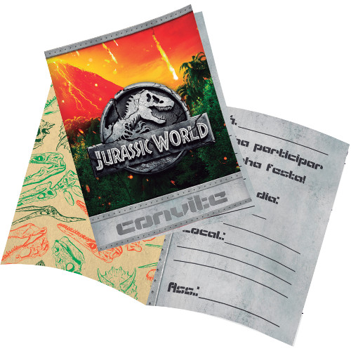 Convite Jurassic World 2 08 Unidades